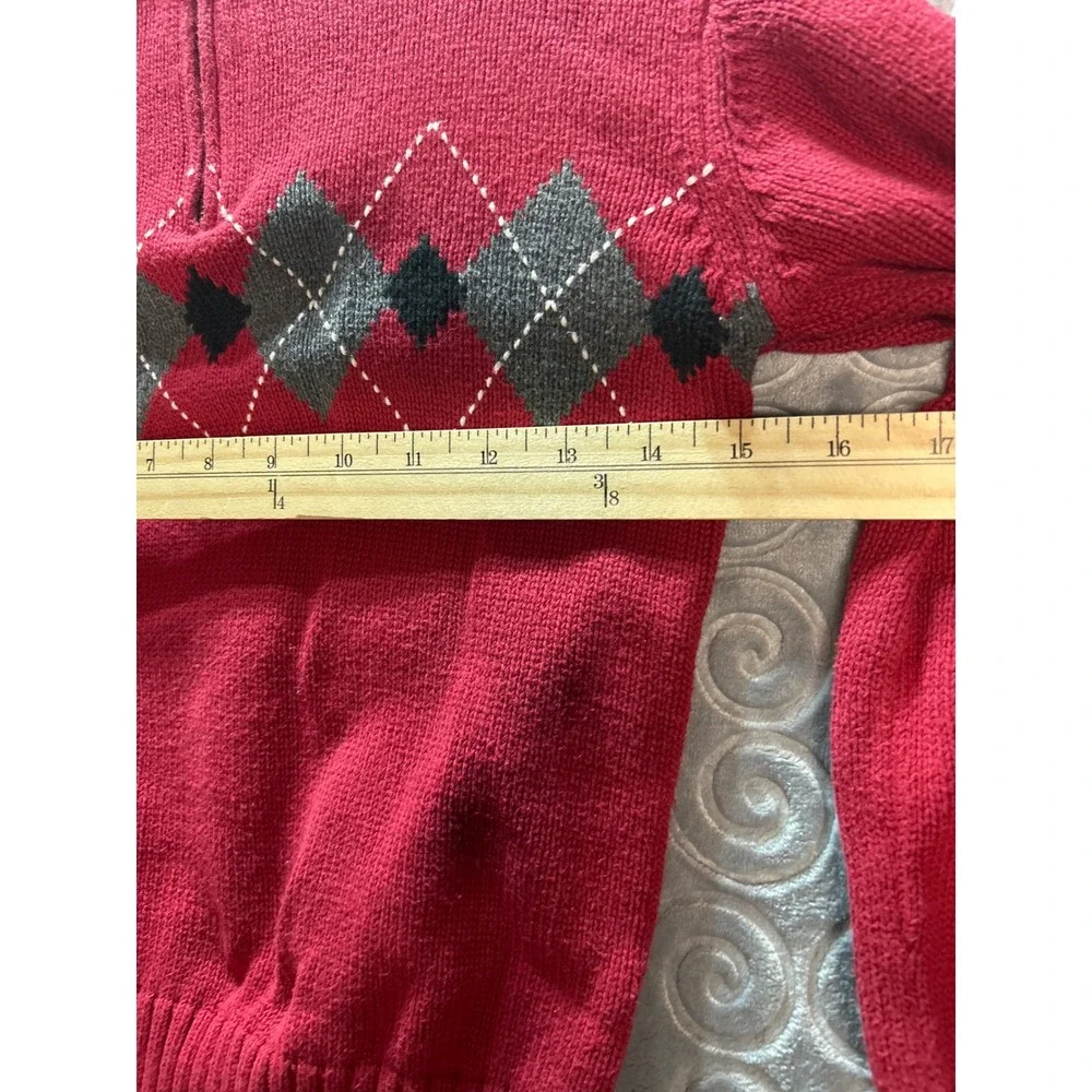 Gymboree Kids Red Argyle‎ Quarter Zip Sweater Size 6 Cotton